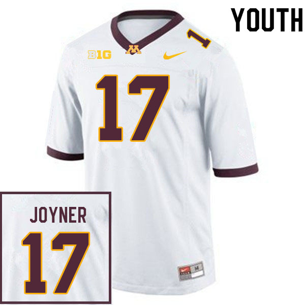 Youth #17 Jah Joyner Minnesota Golden Gophers College Football Jerseys Sale-White - Click Image to Close